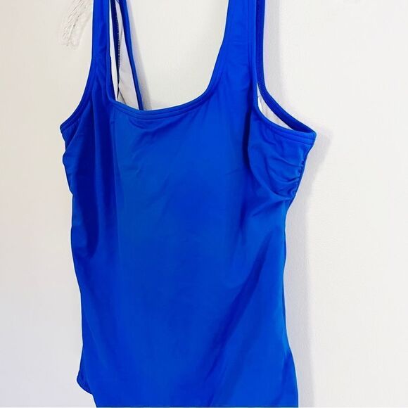 Lands End Electric Blue Chlorine Resistant Scoop Neck Tugless Swimsuit 16 - Picture 6 of 10